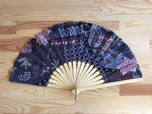 Batik folding hand fan | Big size | Purple