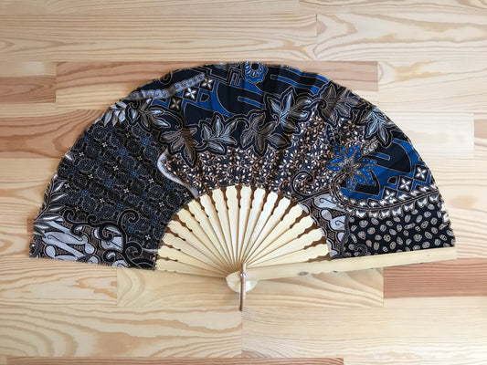 Batik folding hand fan | Big size | Black