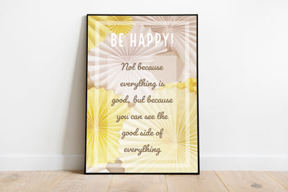 Motivational poster | Printable wall art | Be happy