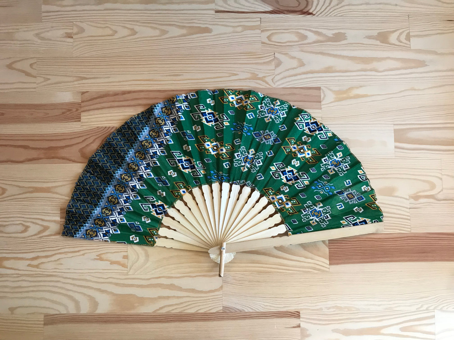 Batik folding hand fan | Big size | Green