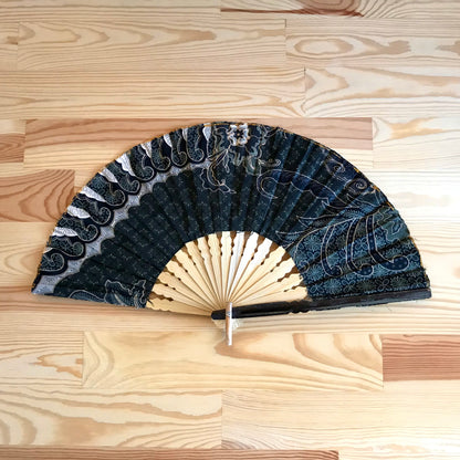 Batik folding hand fan | Dark green