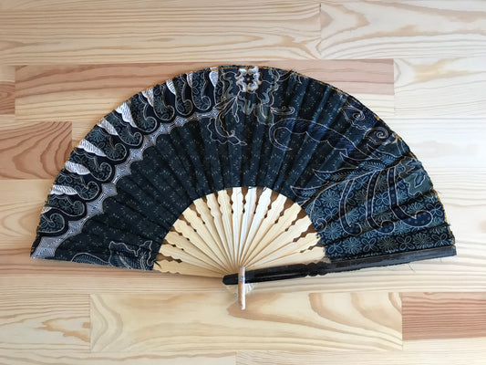 Batik folding hand fan | Dark green