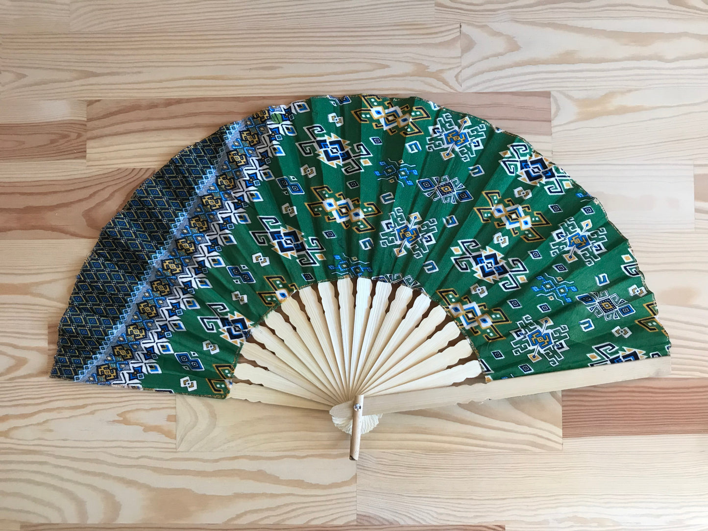 Batik folding hand fan | Big size | Green