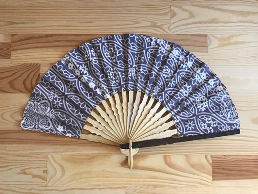 Batik folding hand fan | Greyish purple